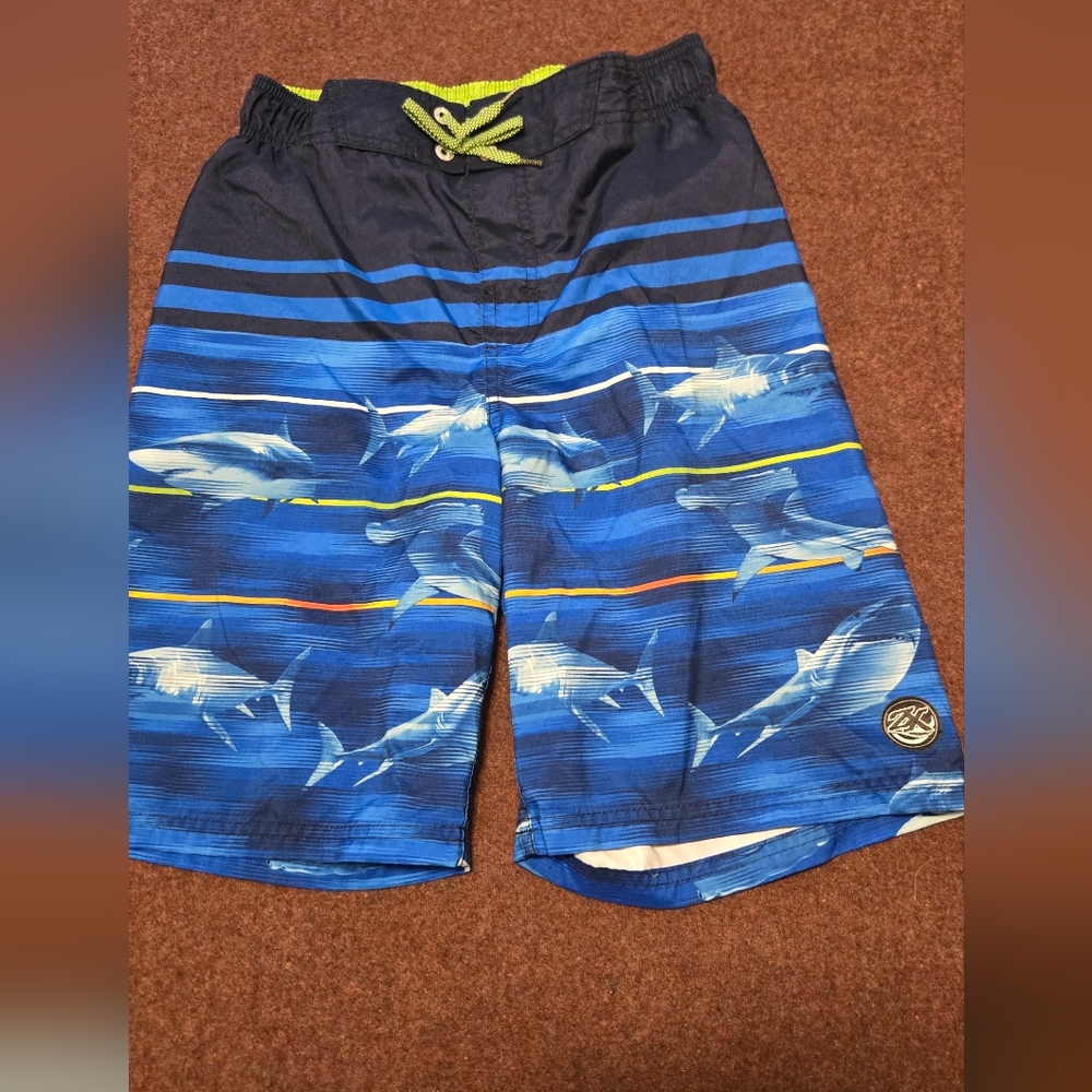 ZeroXposur Boy's Shark Swim Trunks Size Large 14/16 Built In Underwear
